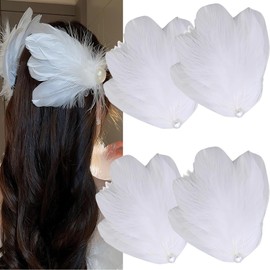 Feather Hair Clip Artificial Swan Hairpin Headwear Ballet Style Hair Pins Festival Stage Performance Costume Hair Accessories (White)