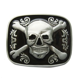 Urban Backwoods Crossed Bones & Skull Belt Buckle for Interchangeable Belt Buckle, black