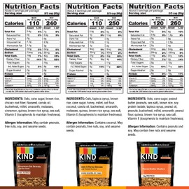 KIND Healthy Grains Granola, Variety Pack, Peanut Butter, Cinnamon Oat, Oats & Honey, Healthy Snacks, Gluten Free, 100% Whole Grains, 5-10g Protein, 11oz, 3 Count