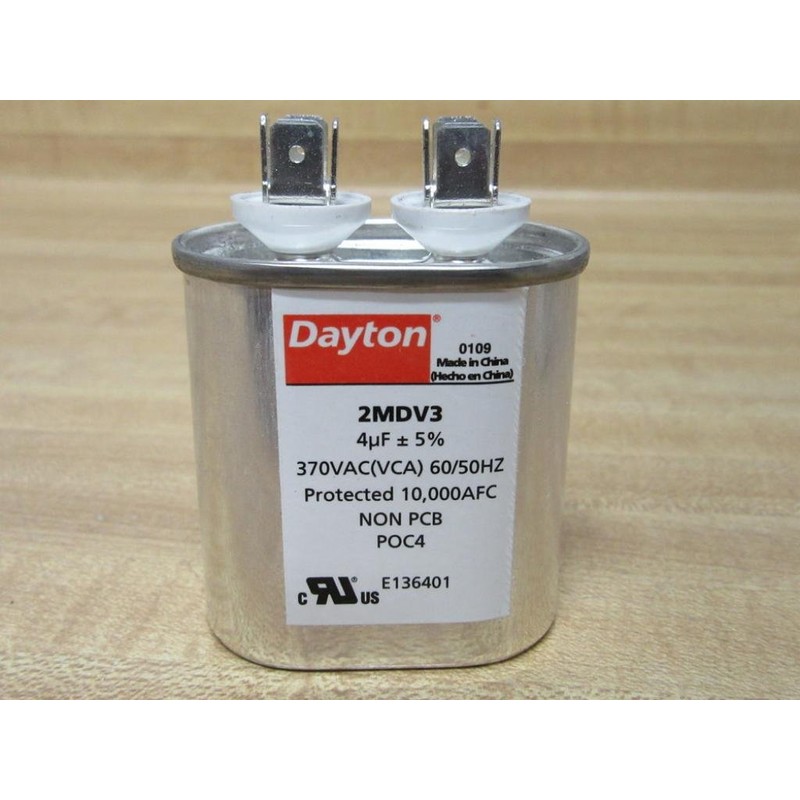 Motor Run Capacitor, 4 MFD, 2-3/4 In. H
