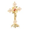 Metal Standing Cross Red Rhinestone Decoration Exquisite Retro Elegance Standing