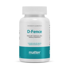 MATTER SMART NUTRIENTS | D-Fence | Suplemento alimenticio con Vitaminas y Minerales esenciales | poderosa combinacion de extractos | Ayuda a mantener tus defensas | 60 Cápsulas Vegetales | Sin Azúcar | Sin Gluten | Sin OGMs | Veganas