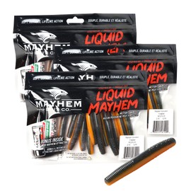 Mayhem Bait Co. Convulsion 2.75-Inch Soft Plastic Swimbait for Bass Fishing, 3 Packs of 12 (36) Fishing Lures Plus 3 Tubes Liquid Mayhem Fish Attractant (Crawdad)