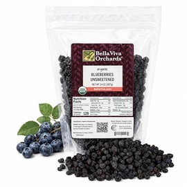 Bella Viva Organic Dried Blueberries, 14 oz – California Dried Blueberries No Sugar Added for Snacking & Baking – Soft & Chewy Dehydrated Blueberries – No Oil, No Preservatives – USDA Organic