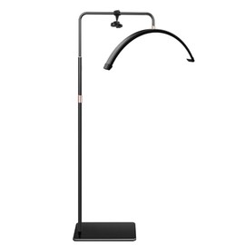 Lash Light for Eyelash Tech-Esthetician Ring Light, Half Moon Light for Led Lash Lamp Extensions, Tattoo Artists, Nail Tech - Cool, Warm Lamp with Adjustable Brightness & Height, Phone Holder (Black)
