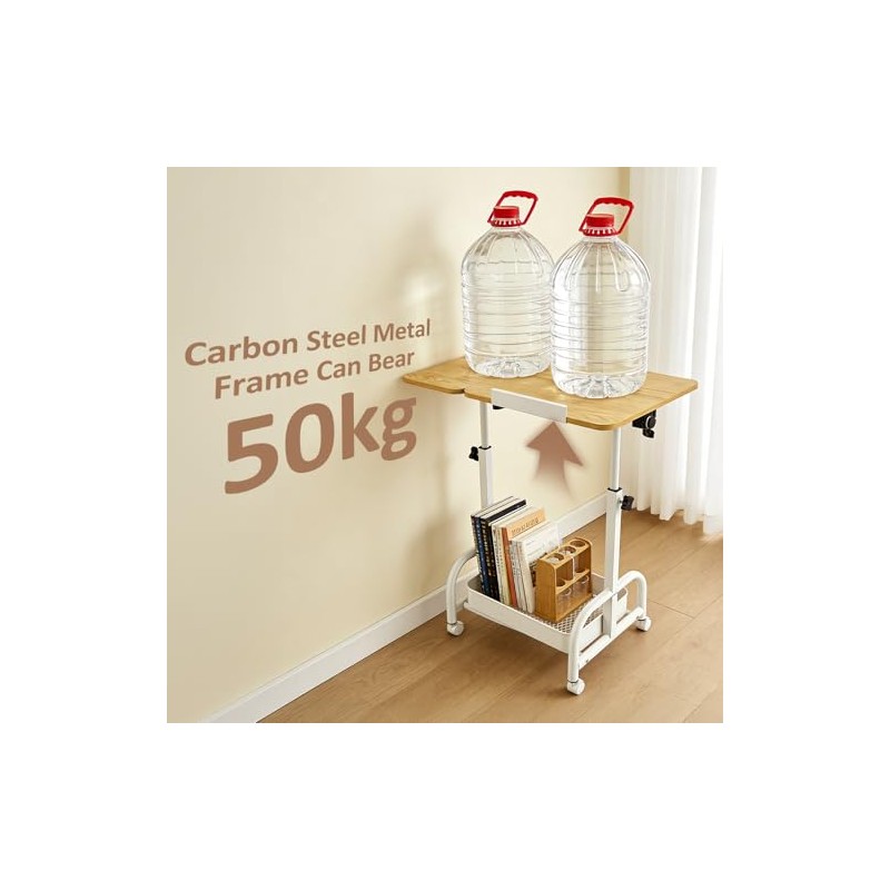 Overbed Table with Wheels,Height Adjustable Side Table