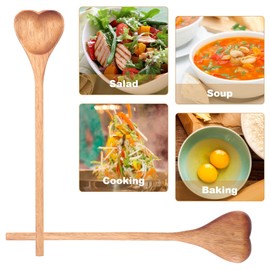JIVIMOCO 2-Piece Heart Shaped Wooden Spoons - Rustic Wooden Spoons for Seasoning, Salt, Yogurt, Teaspoons, Gourmet Aperitifs, Ornamental Kitchen Items