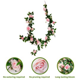 CYININGSR Flower Garland,Realistic Artificial Rose Vine Flowers with Green Leaves Hanging for Indoor Outdoor Wall Home Room Garden Wedding Summer Porch Terrace Balcony Decor