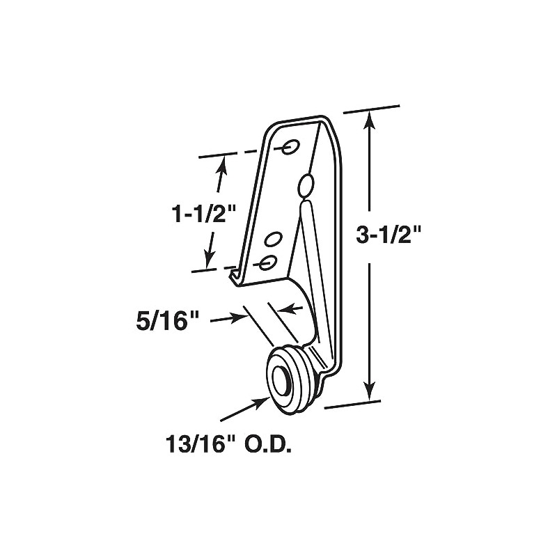 Prime-Line MP7141-5 Drawer Track Center Roller, 13/16 In., Left Hand