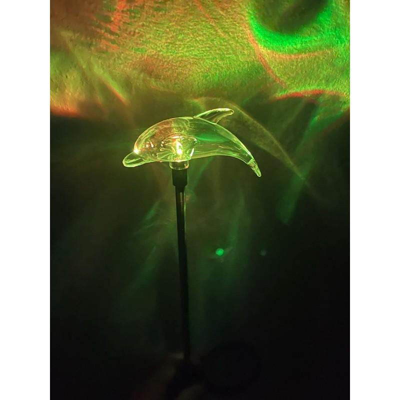 Set of 2 Clear Acrylic Dolphin Solar Power Outdoor Garden