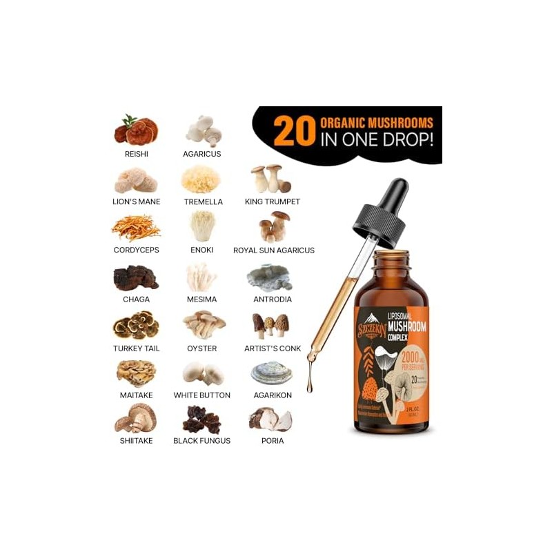 Complejo De Hongos Liposomales Gotas 2000 Mg 20 Extractos Orgánicos