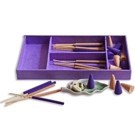 Lavender Incense Gift Set with Bee-Shaped Ceramic Holder | 10 Cones & 20 Sticks | Calming Aromatherapy for Sleep & Relaxation | Handcrafted in Chiang Mai, Thailand