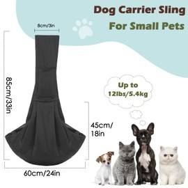 Pawaboo Small Dog Sling Carrier, Reversible Hands Free Dog Sling Carriers for Small Dogs and Cats, Puppy Slings Carrier with Safety Harness, Puppy Essentials, Black