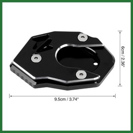 Motoforti Motorbike CNC Kickstand Side Stand Extension Pad Black for Kawasaki Long-lasting