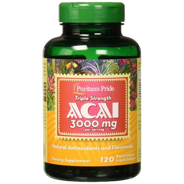 Puritans Pride Triple Strength Acai 3000 MG, 120 Count