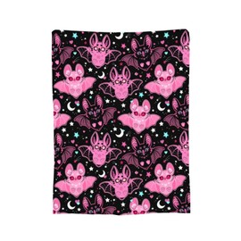 Pink Bat Throw Blanket Soft Fleece Blanket Men Women Gift for Kids Boys Girls for Party Couch Sofa Bed Deco Blankets 60"x50"
