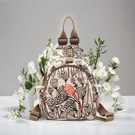 ANFUMAN Small Backpacks Purse for Women Mini Waterproof Colorful Print Backpack Leisure Travel Bags (Light colour)