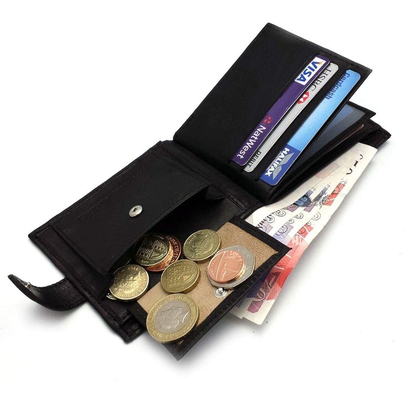 iflip Genuine Leather Wallet for Men's RFID Blocking Coin Compartment