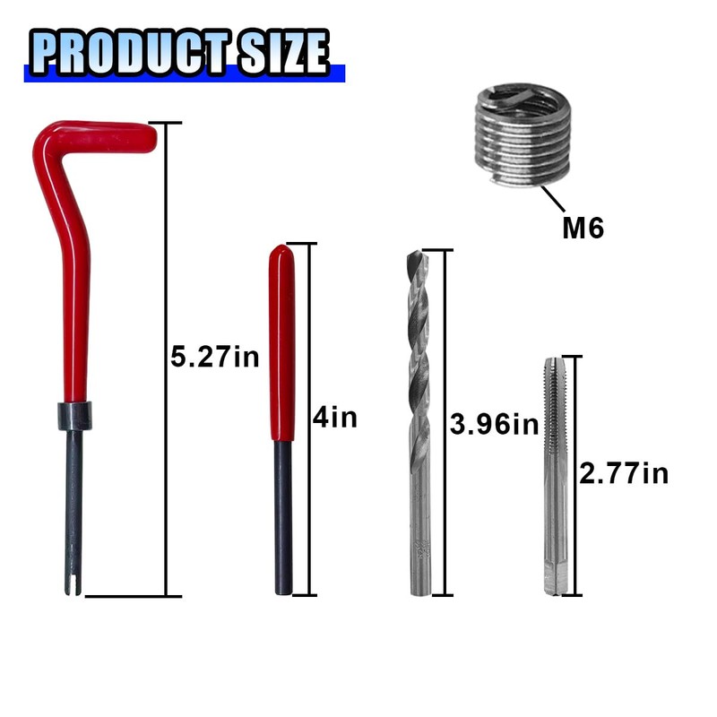 BDZMC 30PCS M6 x 1.0mm Thread Repair Insert Kit, Metric