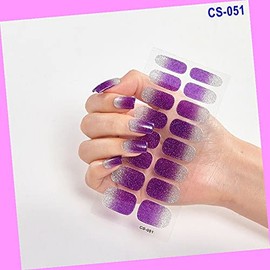 16pcs Glitter Gradient Pure Color Full Nail Wraps Nail Polish Art Sticker Cs051 for Nails Design Nail Art Stickers Decals Supplies Manicure Tips Sticker Colorful for Nail Decorations
