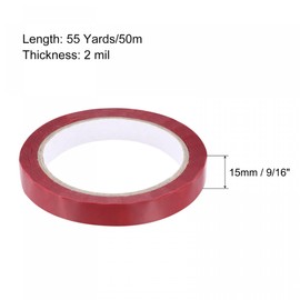 sourcing map Transfer Tamper Evident Security Packaging Packing Tape, 9/16 Inch x 55 Yards x 2 Mil Tamper Resistant Tape, Red