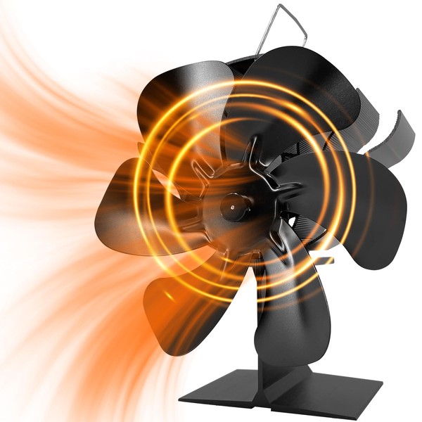 Jumoking Stove Fan Fireplace Fan with 6 Blades Fireplace Tool
