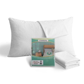 Aimtton Waterproof Pillowcase 50 x 70 cm - Cotton Pack of 2 Pillow Protectors with Zip - Breathable, Hypoallergenic, Anti-Dust Mite (White)