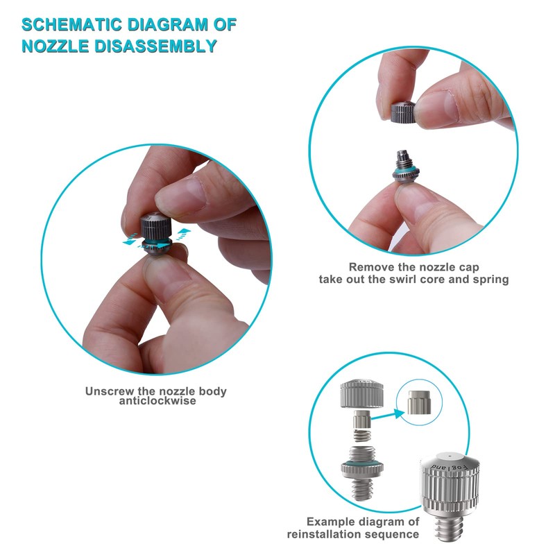 Fogland Misting Nozzles for Cooling System:35pcs Clogging-Prevent Cleanable Stainless Steel