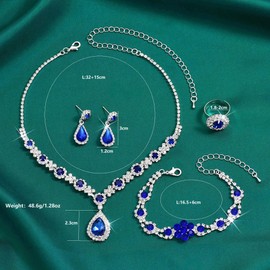 XFSRG Elegant Jewellery Set with Black Crystal for Women Exquisite Design Bracelet Necklace Earrings Perfect for Special Occasions, Cromo, Agate