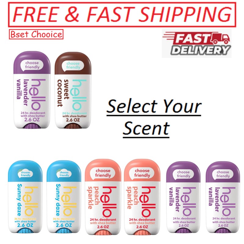 hello Aluminum Free Deodorant for Women, Girls,Safe for Kids,2 Pack,Select