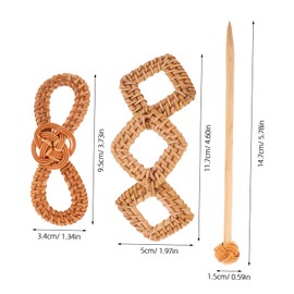 FOMIYES 2 Pcs Boho Handmade Rattan Hair Pin with Stick Natural Chignon Hair Clip for Women for Braids Ponytail Updo Styling