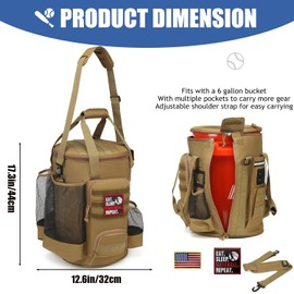 XINTREY Baseball Bucket Bag 6 Gallon Bucket Cover Organizer w/Padded Seat tactical Softball Coaches Bag for Balls, Bat, Gloves, Scoreboards