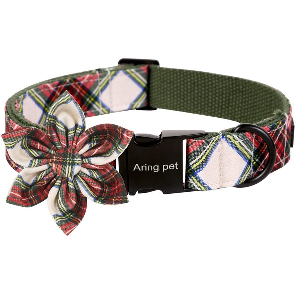 ARING PET Dog Collar with Flower, Dog Collar with Removable Flower, Adorable and Adjustable Christmas Dog Collar for Boy and Girl Dogs.