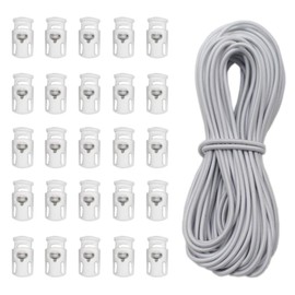 YaHoGa 25 pcs Cord Locks Spring Toggle Stopper + 10 Yards 1/8 Inch Cord Stretch String for Drawstring, Shoelaces, Clothing, Backpack, Bags (White)