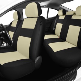 VarCozy Car Seat Covers Full Set, Breathable Cloth Front and Rear Split Bench Seat Covers for Car, Universal Cloth Seat Covers for SUV Sedan Van, Automotive Interior Covers, Airbag Compatible