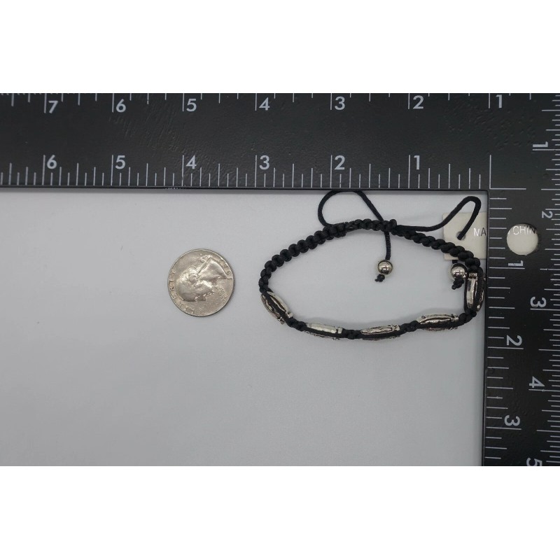 Rainbow St Benedict fig black string macrame adjustable bracelet