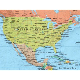 2025 World Wall Map 32" x 50" Collectors Edition with Gulf of America and Mt McKinley - Laminated