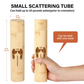 Bamboo Scattering Urns for Human Ashes,Eco Friendly Biodegradable Urn for Human Ashes,9''x2'' Small Scattering Tubes for Human Adult Ashes (Set of 4,Angel Wings Pattern)