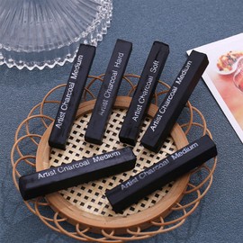 Pressed Charcoal, Drawing Charcoal Set, Sketch Charcoal Pencils, Charcoal Pencils in Black, Charcoal Pencils Set, Used for Painting, Sketching, Designing, Art, 12 Pieces (4 Soft + 4 Medium + 4 Hard)