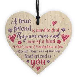 RED OCEAN True Friend Friendship Sign Best Friend Plaque Gift Shabby Chic Wood Heart Thank You