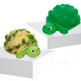Anboor Pop Fidget Toys, 3D Silicone Turtle Push Bubbles Sensory Toy Pop Stress Ball Anxiety Stress Reliever Toy for Autism Early Education Present (2 Pack)