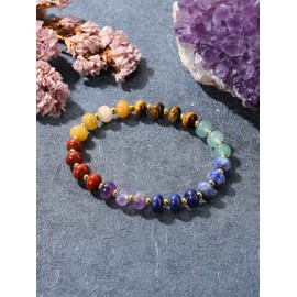 GEHECRST 7 Chakra Bracelet Gemstone Bracelets Natural Chakra Stones Yoga Bracelet Healing Reiki Energy Therapy Good Luck Gemstone for Men and Women, Stone
