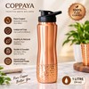 COPPAYA Pure Copper Water Bottle with Sipper, 900ml Capacity (30.4