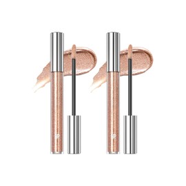 2PC Flüssiger Lippenstift, 2-in-1 Lipstick＆Lidschatten Lippenstift, Schimmernde Lippenstifte, Eyeshadow Mehrzweckfarbe, Langanhaltende Farbe, Sonnenuntergang-Gold, Sunset Gold, lipliner2-3