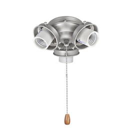 Aspen Creative 22002-11 Ceiling Fan Fitter Light Kit with Pull Chain, Brushed Nickel White