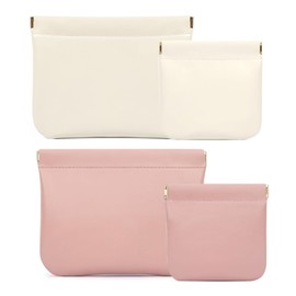 4Pcs Purse Pouches, Small Makeup Bag for Purse Mini Pocket Cosmetic Bags for Women Snap Closure Organizer Pouch for Lipstick Cosmetics Headphones Jewelry