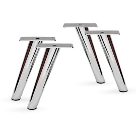 AKB Hardware 6-3/4"H Slant Furniture Metal Legs - Set of 4 New (Chrome)