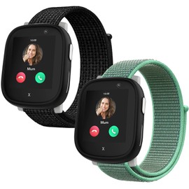 Snyeest Pack of 2 Nylon Bracelets Compatible with Xplora X6 Wristband, Kids Smartwatch Velcro Fastening Girls Boys Adjustable Replacement Wristbands for X6 Play/X6 Pro, Nylon