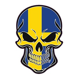 Swedish Flag Skull Vinyl Decal - Sweden Bumper Sticker - Proud Swede Sticker