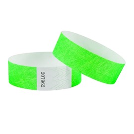 L LIKED 100 Pcs Numbered Wristbands for Events, Waterproof Paper Neon Wristbands Party Bands Entrance Wristbands for Events Music Festival Concert Contest (Fluorescent Green)